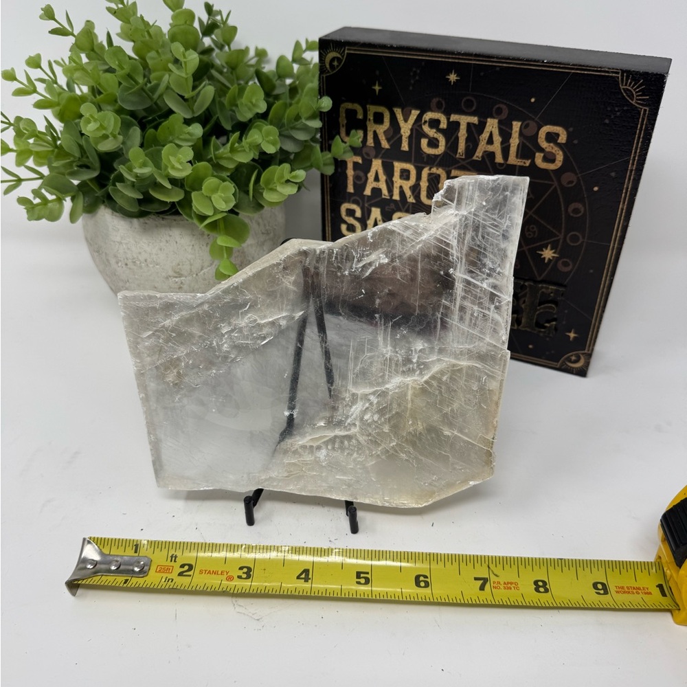 Selenite slab with stand